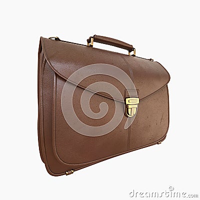 Brown Leather Businessman Briefcase Isolated onÂ White Background Stock Photo